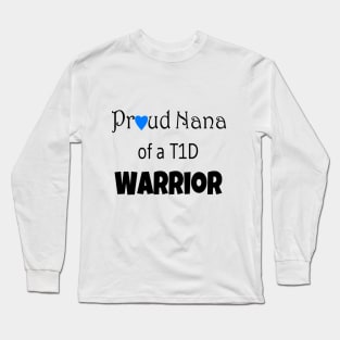 Proud Nana - Black Text - Blue Heart Long Sleeve T-Shirt